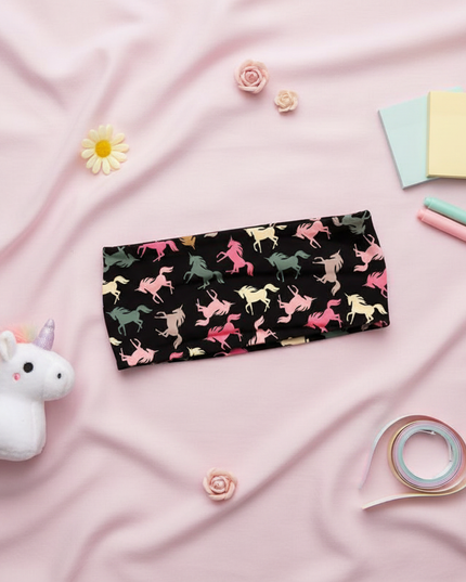 black unicorn sport headband - flat-lay