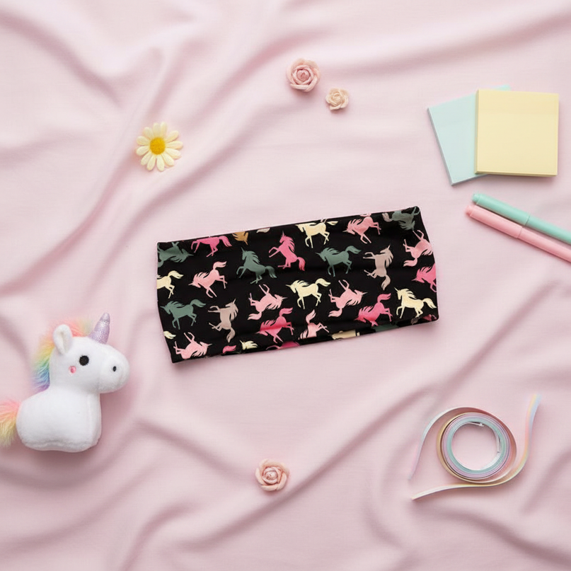 black unicorn sport headband - flat-lay