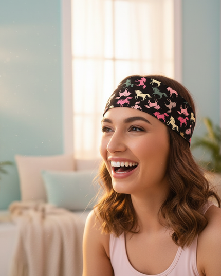 black unicorn sport headband - in-use