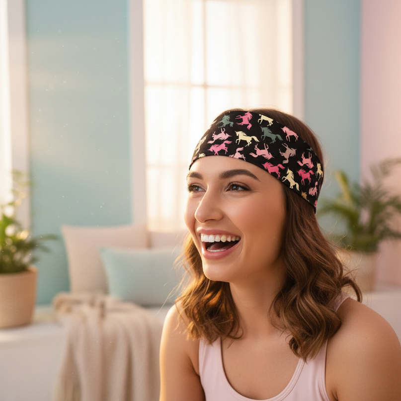 black unicorn sport headband - in-use
