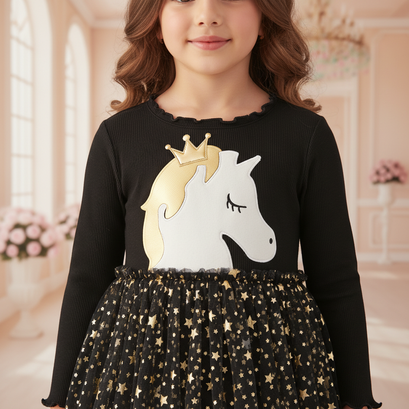 black unicorn star dress - detail