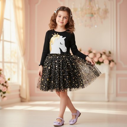 black unicorn star dress - front
