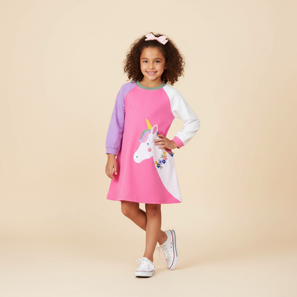 black unicorn star patchwork dress - front
