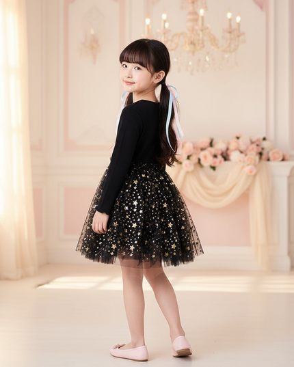 black unicorn star tutu dress - back