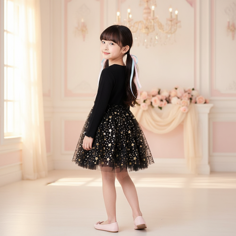 black unicorn star tutu dress - back