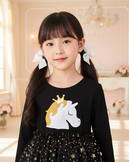 black unicorn star tutu dress - detail