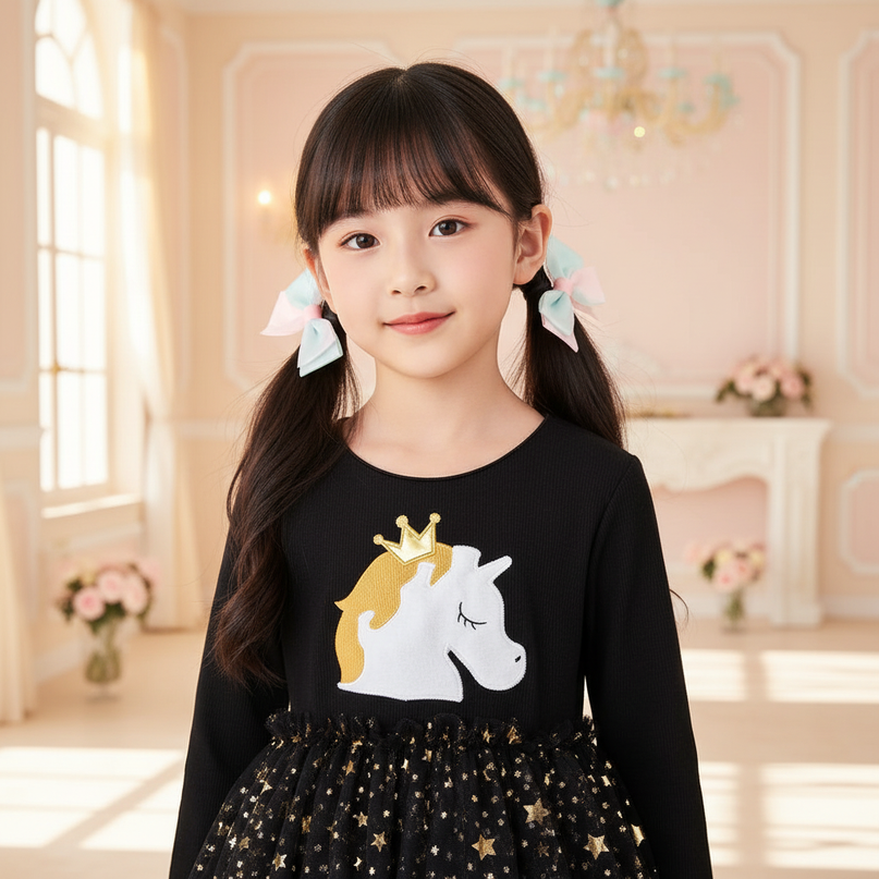 black unicorn star tutu dress - detail