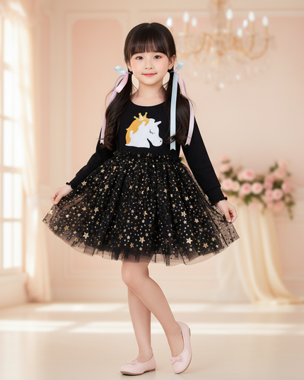black unicorn star tutu dress - front