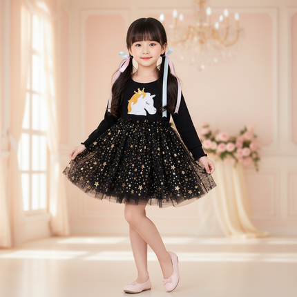 black unicorn star tutu dress - front