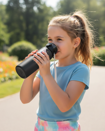 black unicorn water bottle - in-use