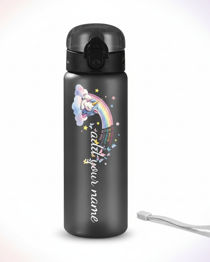 black unicorn water bottle - white-bg