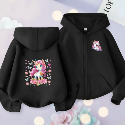 black unicorn zip hoodie - lifestyle