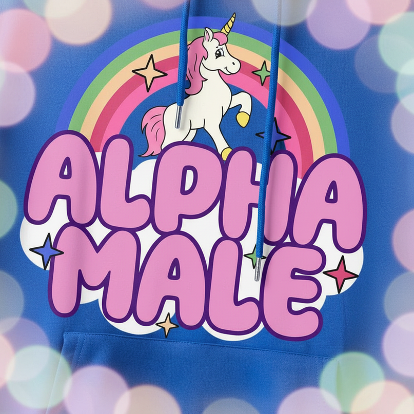 blue alpha male sarcastic hoodie - detail