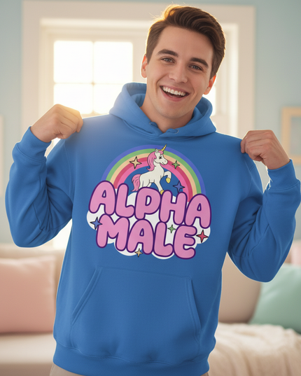 blue alpha male sarcastic hoodie - in-use