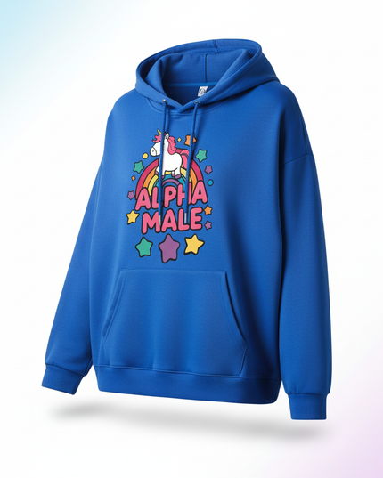 blue alpha male unicorn hoodie - white-bg