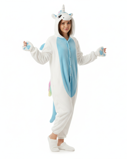 blue and white unicorn onesie - white-bg
