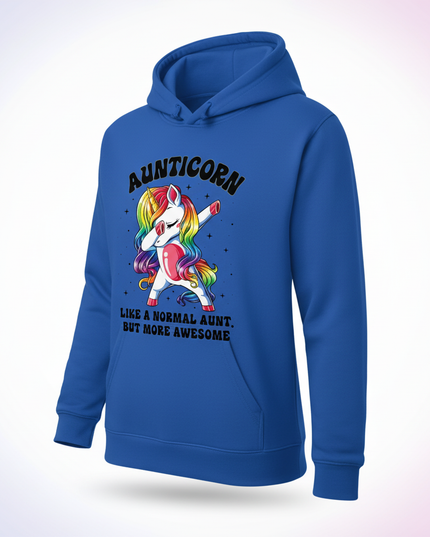 blue aunt unicorn hoodie - white-bg