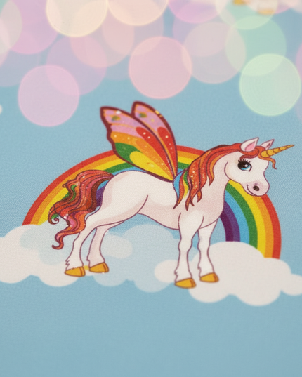 blue butterfly wing unicorn bedding - detail