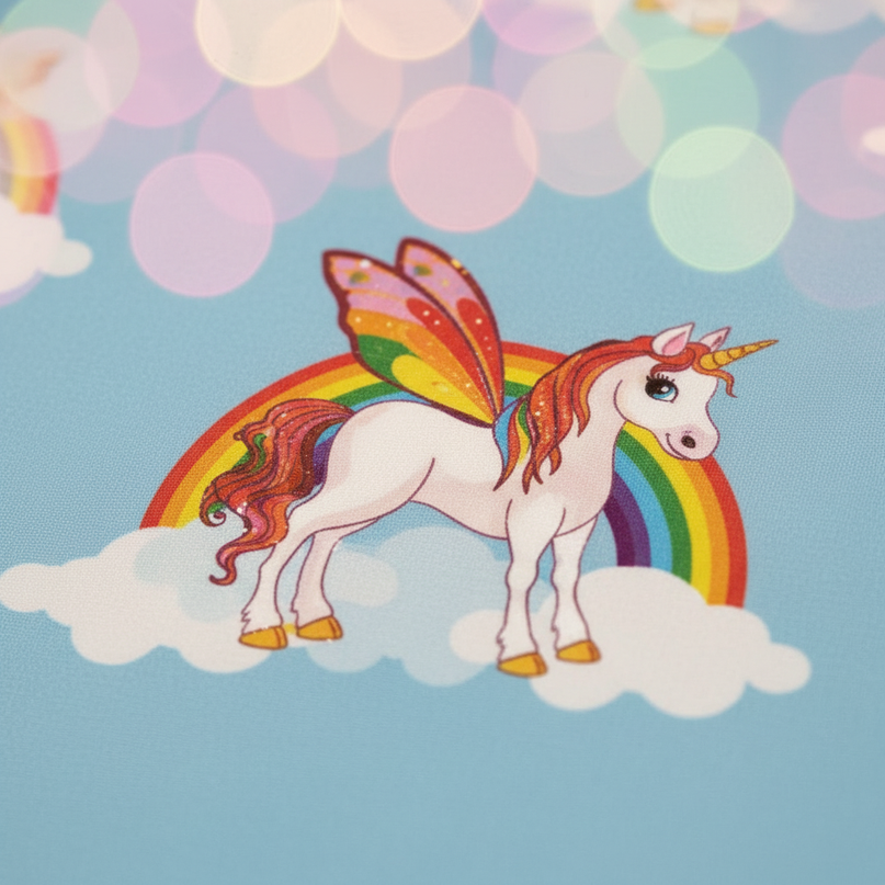 blue butterfly wing unicorn bedding - detail