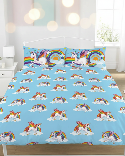 blue butterfly wing unicorn bedding - lifestyle