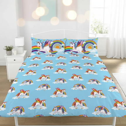 blue butterfly wing unicorn bedding - lifestyle