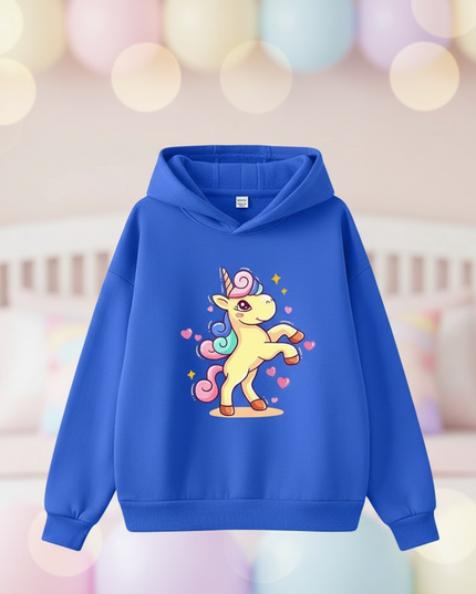 blue cartoon unicorn hoodie - lifestyle