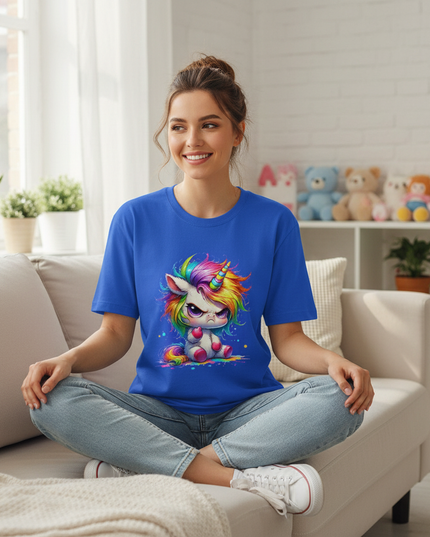 blue cartoon unicorn shirt - lifestyle