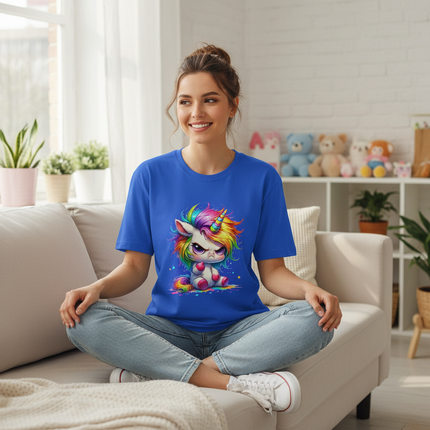 blue cartoon unicorn shirt - lifestyle