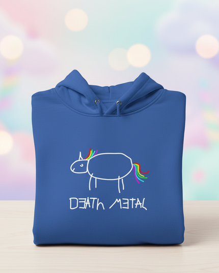 blue death metal unicorn hoodie - lifestyle