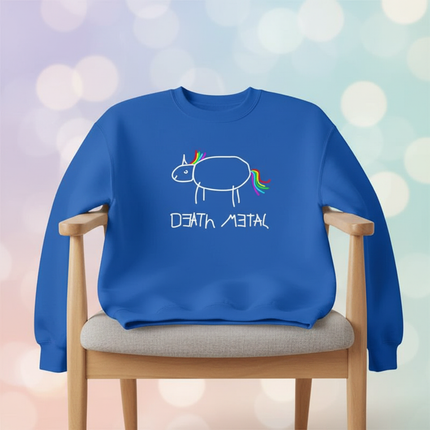 blue death metal unicorn sweater - lifestyle