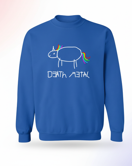 blue death metal unicorn sweater - white-bg