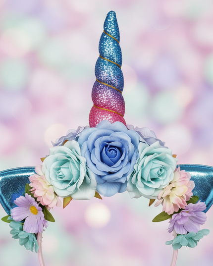 blue dreamy unicorn headband - detail