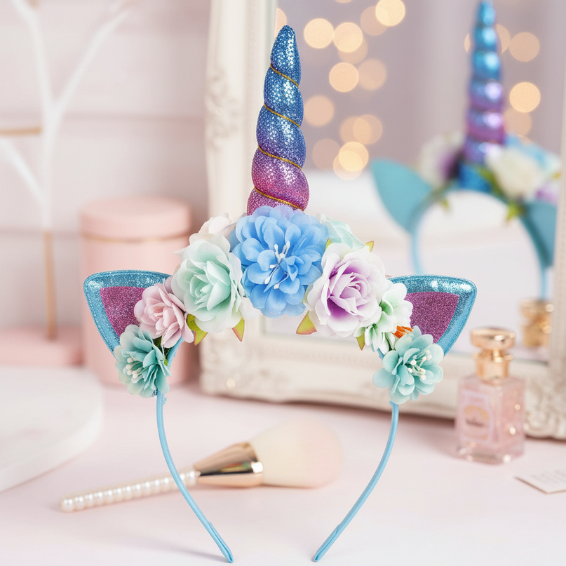 blue dreamy unicorn headband - lifestyle