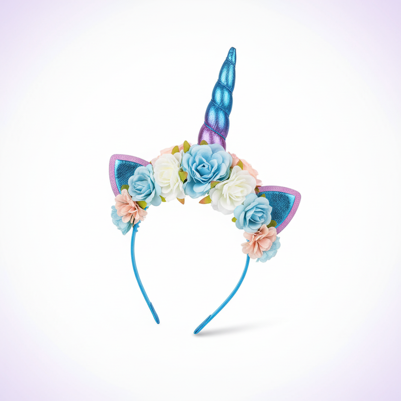blue dreamy unicorn headband - white-bg