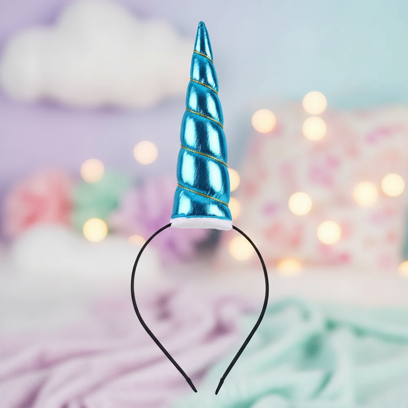 blue elastic unicorn horn - lifestyle