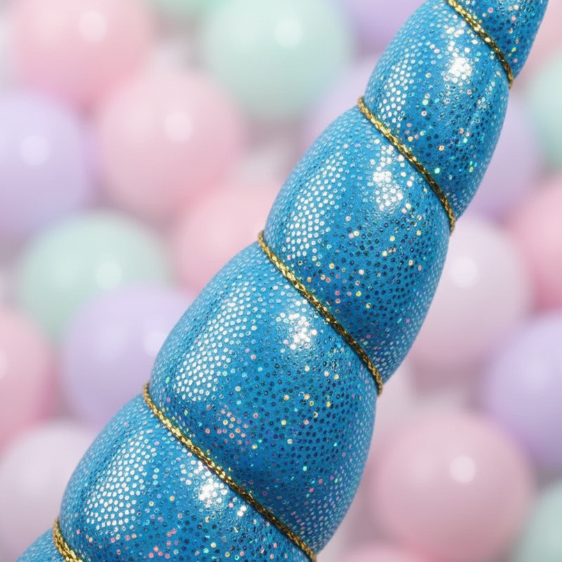 blue felt unicorn horn set - detail