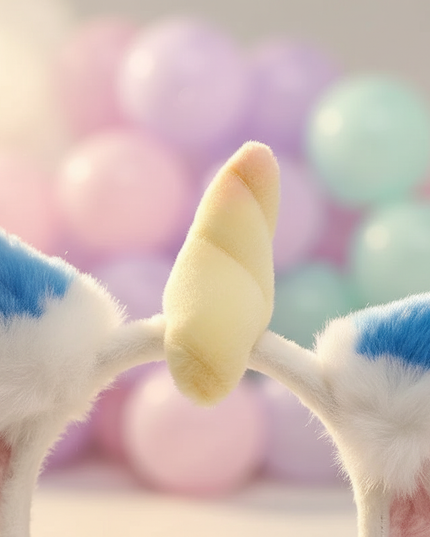 blue fluffy unicorn headband - detail