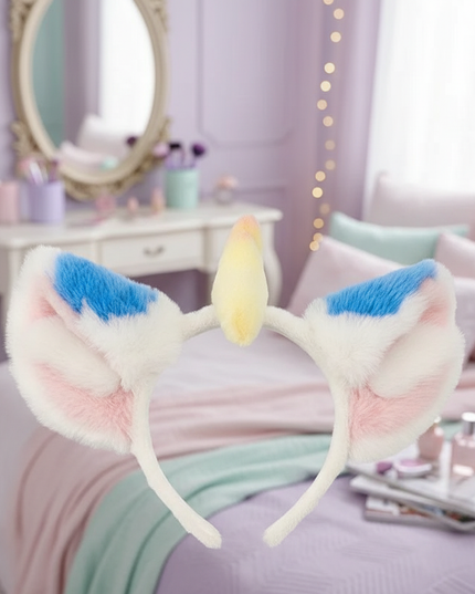 blue fluffy unicorn headband - lifestyle