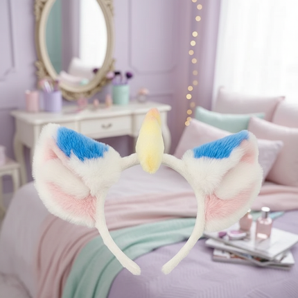 blue fluffy unicorn headband - lifestyle