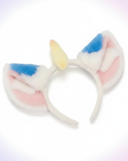 blue fluffy unicorn headband - white-bg
