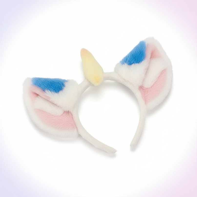blue fluffy unicorn headband - white-bg