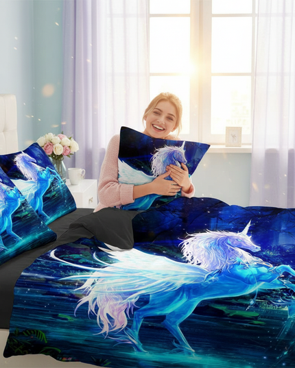 blue glow pegasus bedding - in-use