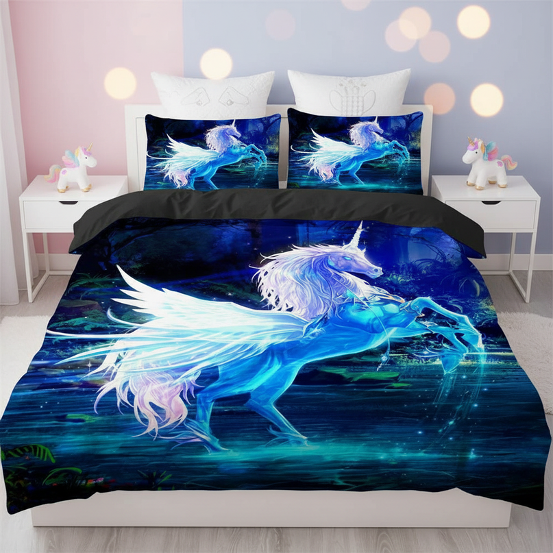 blue glow pegasus bedding - lifestyle