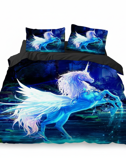 blue glow pegasus bedding - white-bg