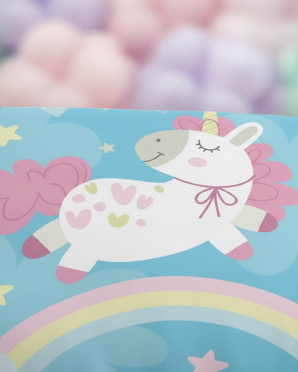 blue heart bow unicorn bedding - detail