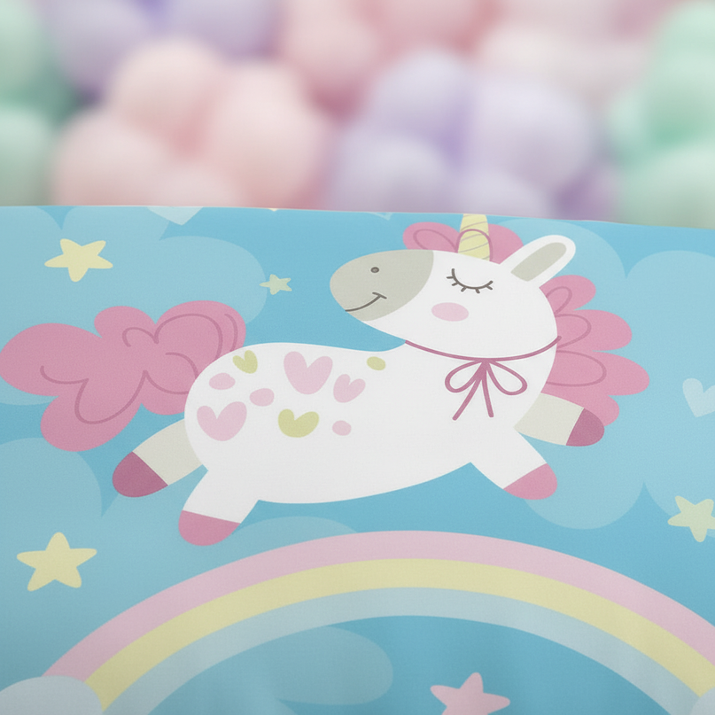 blue heart bow unicorn bedding - detail
