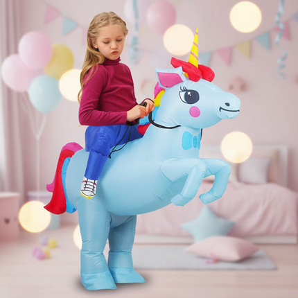 blue inflatable unicorn costume - lifestyle