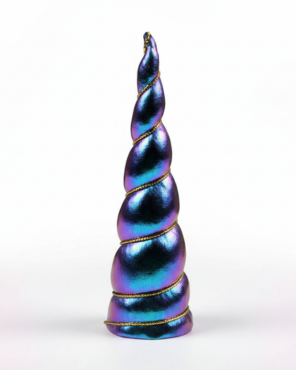 blue iridescent unicorn horn - white-bg