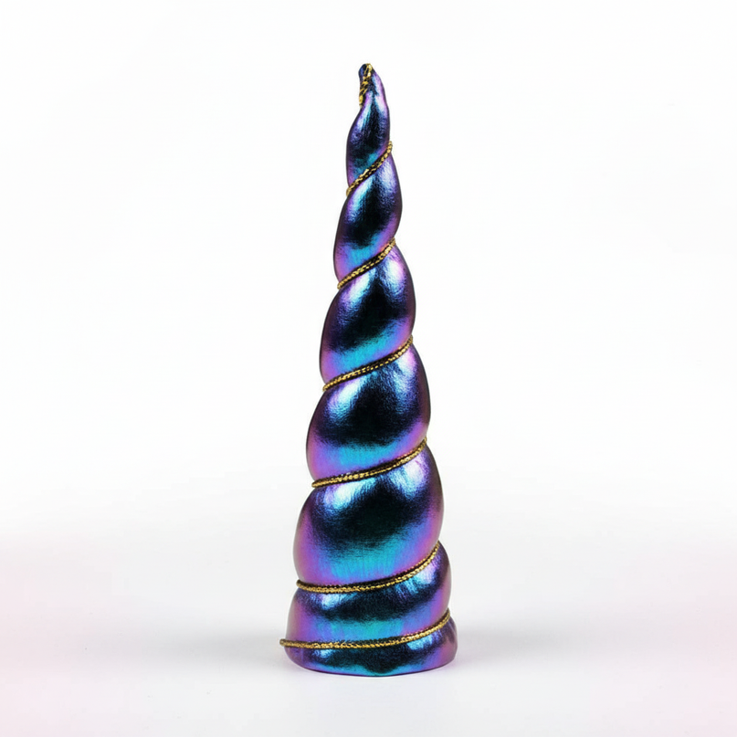 blue iridescent unicorn horn - white-bg