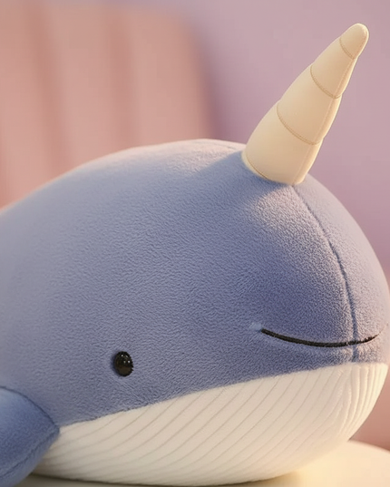 blue narwhal plush - detail